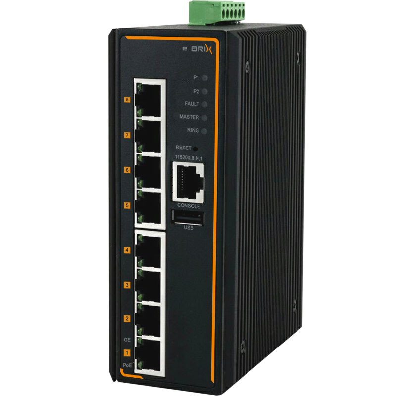 8-Port Industrial Gigabit PoE+ Managed Ethernet Switch